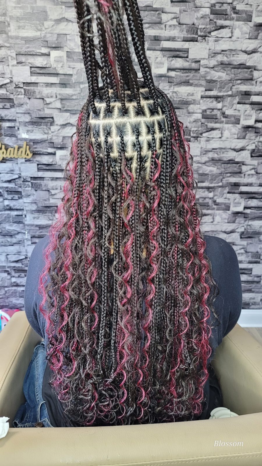S-Medium Butt-Length Back Knotless Boho (Knotless Boho)